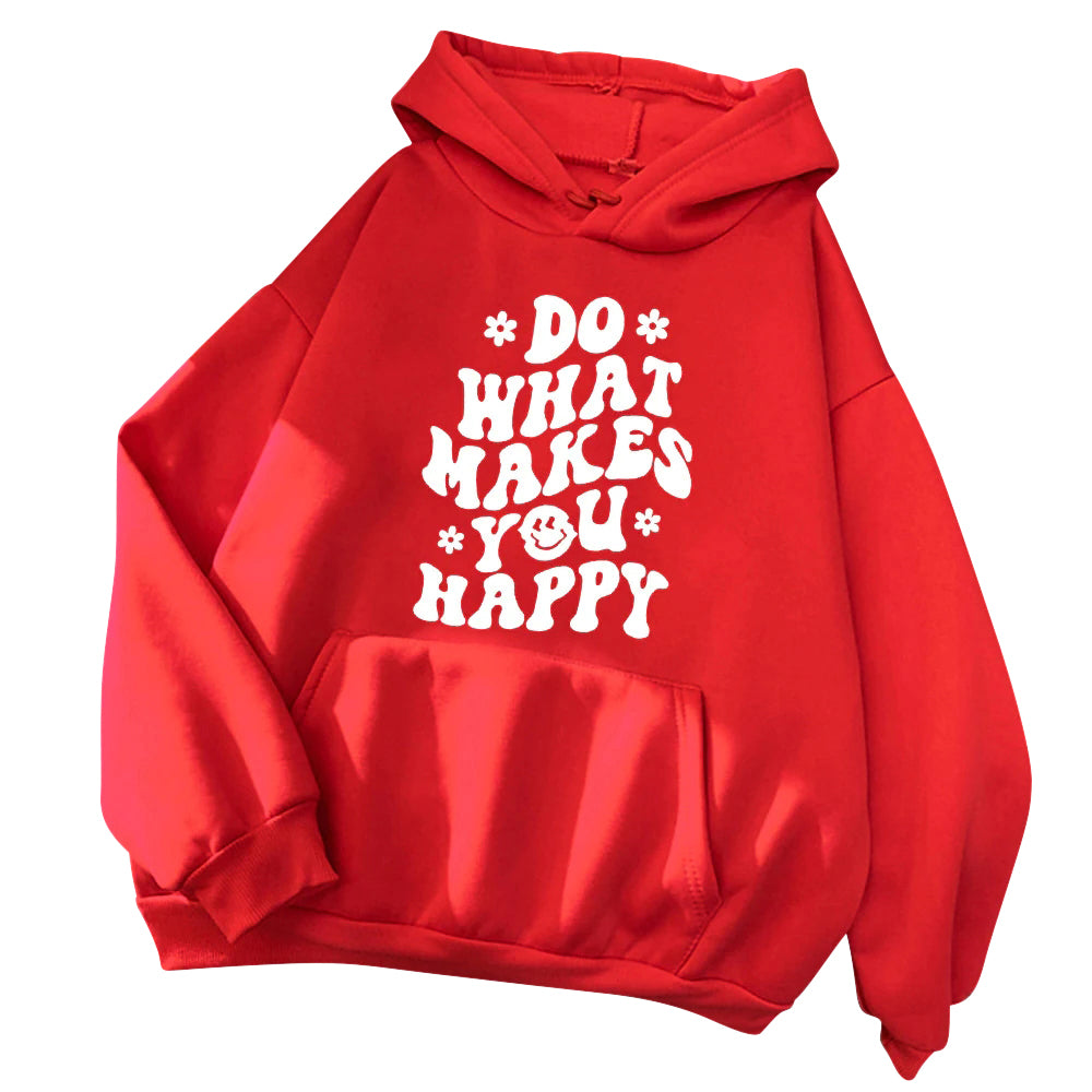 Casual Printed Women's Hoodie red