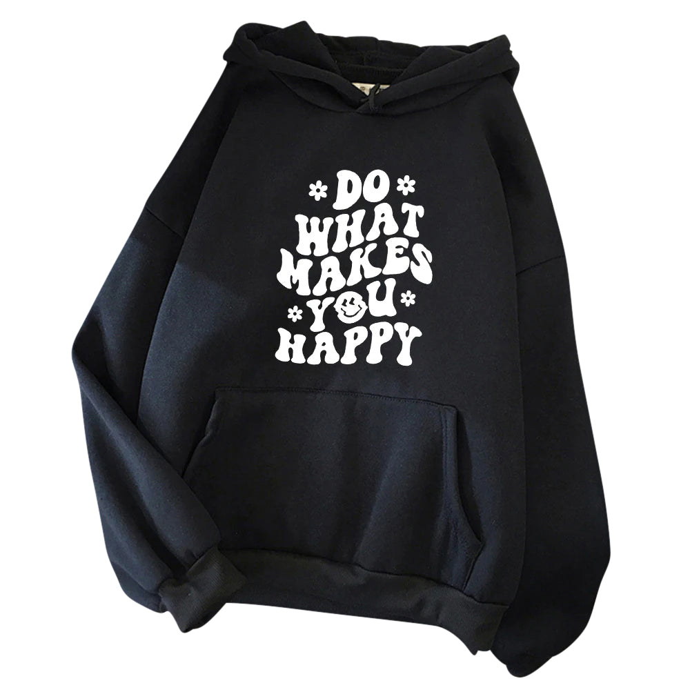 Casual Printed Women's Hoodie black