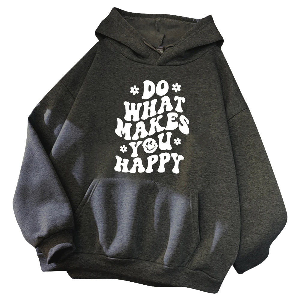 Casual Printed Women's Hoodie dark gray