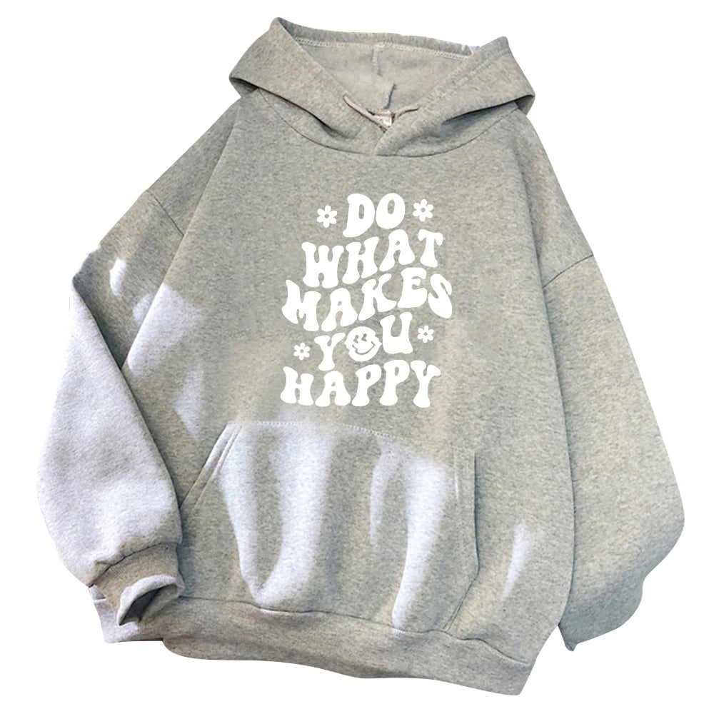 Casual Printed Women's Hoodie gray