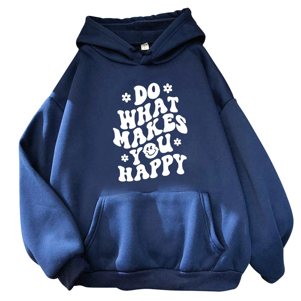 Casual Printed Women's Hoodie navy blue