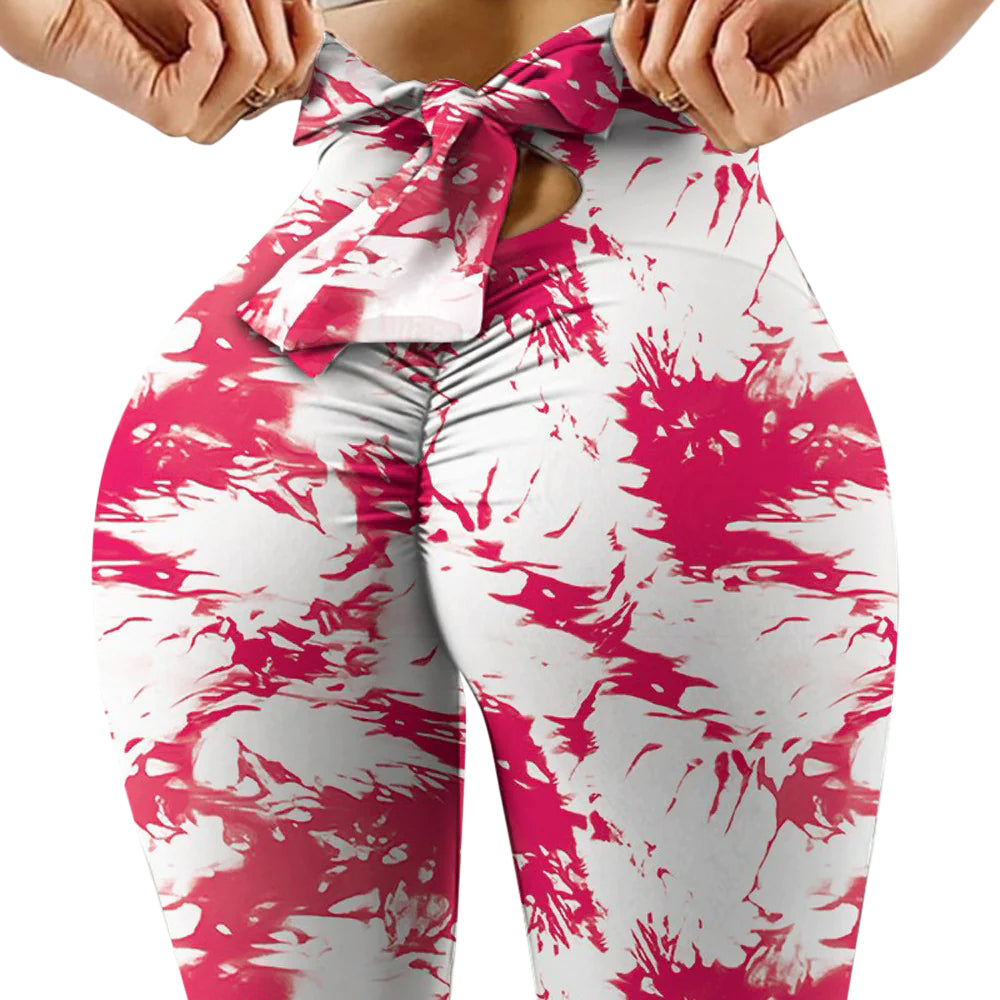 Printed Legging with Bow tie Design High Waist Seamless Yoga Fashion Tights