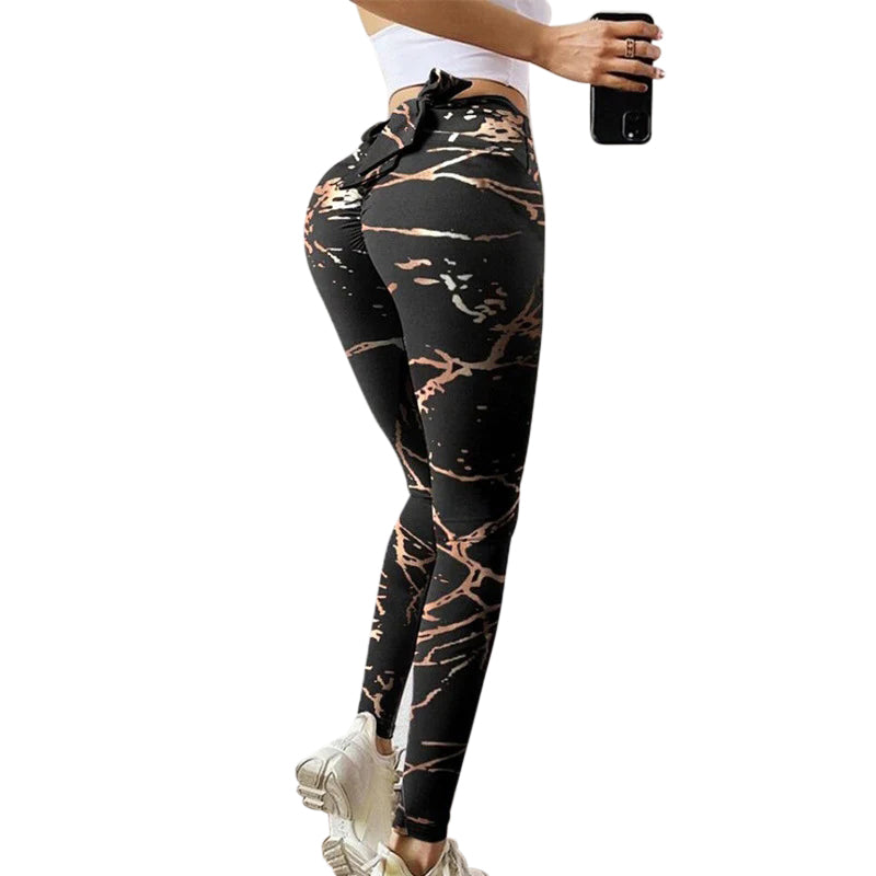 Fashion high elasticity printing pants with scrunch high waist slim yoga workout leggings for women