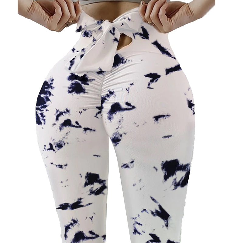 Fashion high elasticity printing pants with scrunch high waist slim yoga workout leggings for women