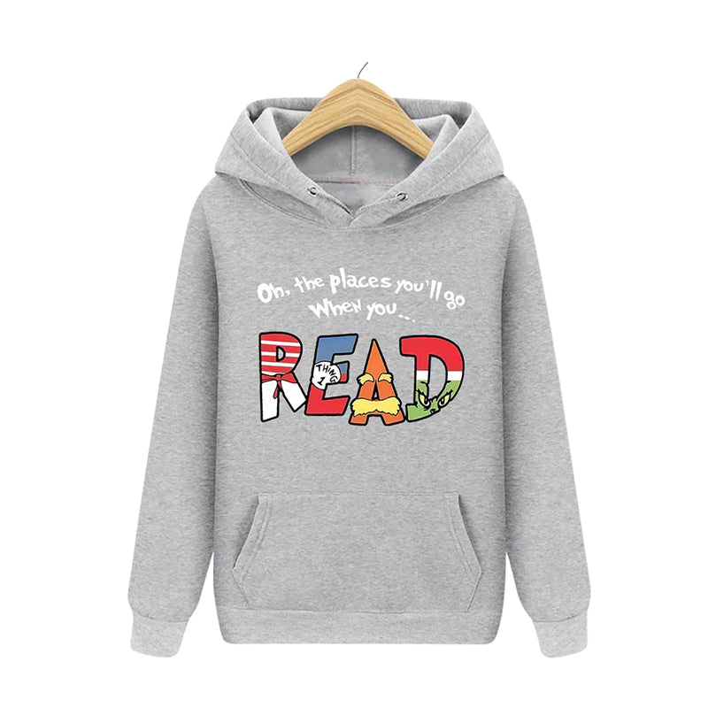Autumn And Winter European And American Color Letter Printing Hooded Casual Sweatshirt