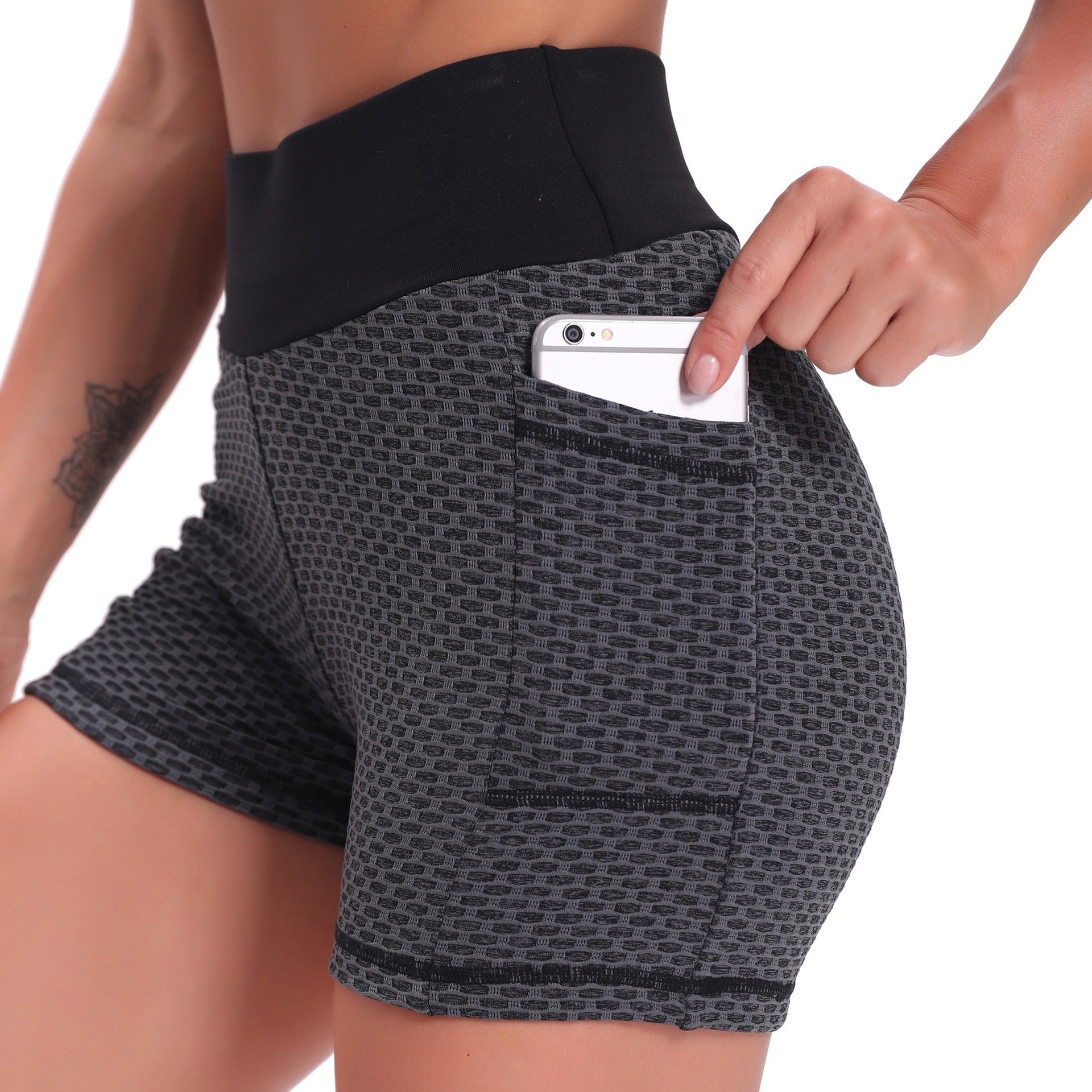 Black Mesh/Honeycomb Legging Short With Pocket.jpg