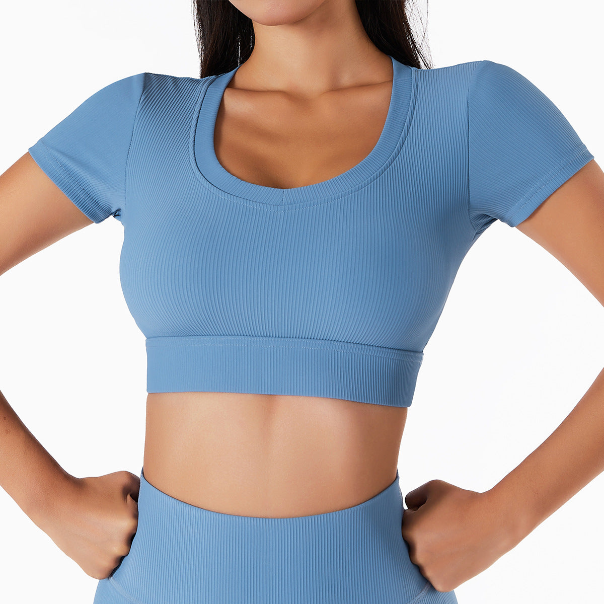 Ribbed Yoga Blue Shirt