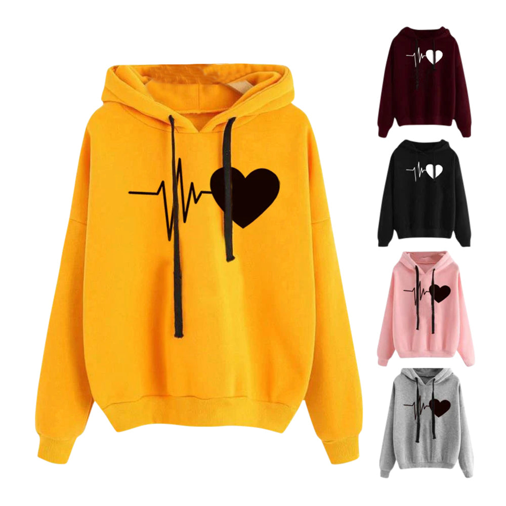 Heart Print Streetwear Hoodies Women Sweatshirt Spring Autumn Long Sleeve Hoodie Clothes