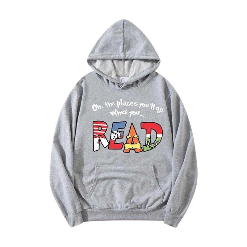Autumn And Winter European And American Color Letter Printing Hooded Casual Sweatshirt